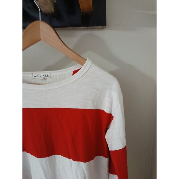 Alex Mill Francoise Striped Tee Top Size Small White Red Nautical Cotton - Picture 3 of 10